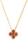 OUXi Glücksklee-Halskette aus 18 Karat Gold für Damen, 925er Sterlingsilber mit rotem Rubin-Kristall-Diamant-Anhänger, Strass-Halsketten, Zirkonia-Ketten