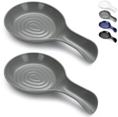 Kyraton Spoon Rest 2 Pack, Plastic Spoon Holder Kitchen Rest, Kitchen Utensil Rack for Spoons, Tongs, Spatulas, Spoon Rack for Hob, Dishwasher Safe
