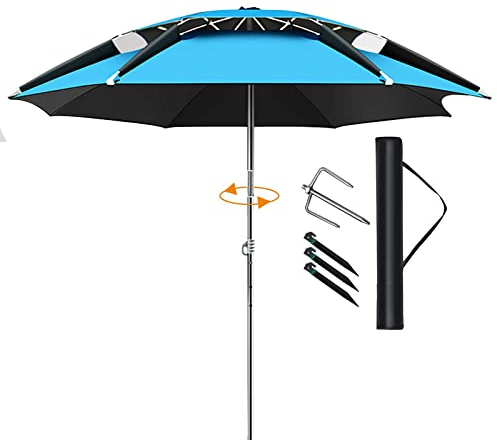 NBHDEK Regenschirme, wasserdichter Sonnenschirm zum Angeln, Camping, Grillen, Strand, Garten im Freien, 360°-Sonnenschutz, Sonnenschutz, Außenschirmdach, mit Bodenanker