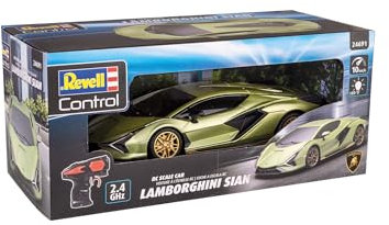 Revell Control I RC Scale Car Lamborghini Sián I Maßstab 1:24 I 2.4 GHz Fernsteuerung I LED-Frontbeleuchtung I Geschwindigkeit 10 km/h I Länge 205 mm I Ab 8 Jahren