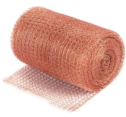 YAZANY Pure Copper Mesh Rodent Pest Control, 10Ft Knitted Copper Mesh Roll Mouse Hole Filler, Copper Fill Fabric for Indoor Garden, Fine Wire Mesh Roll for Rat Snail Slug Bat Birds Insect