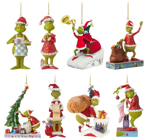 AOVNA 8 adornos de Navidad Grinch, adornos para árbol de Navidad, colgantes de Grinch, adorno colgante de Navidad para el hogar, fiestas de vacaciones