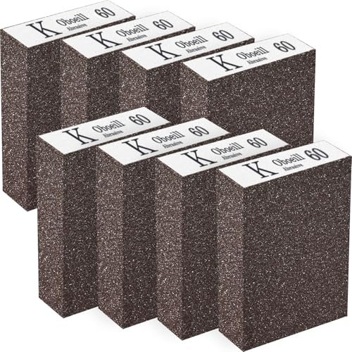 HXJDAM 8 Stück Schleifschwamm, Schleifschwamm Holz, 60 Körnung Schleifklotz Schmirgelpapier Holz Waschbar und Wiederverwendbar zum Polieren von Verschiedenen Materialien