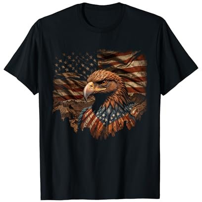 Adler 4. Juli USA-Flagge patriotische amerikanische Herren Damen T-Shirt