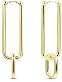 ALEXCRAFT Drop Eckig Ohrringe Gold Hängend Goldene Creolen Damen Klein für Frauen Freundin Mama