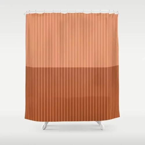 Duschvorhang 90x180 cm Orange Gelb Streifen Duschvorhang Einfach Design modernes Textil Anti-schimmel Wasserdicht Waschbar Badvorhang für Badezimmer Badewannen Toilette mit 12 Haken