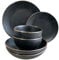 NovatoStar Dinner Set, 24 Piece Set Stoneware with 10.5 inch Plate, Dinner Plates, Salad Plate Large Bowls and Small Bowls (24 Piece Black)
