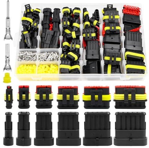 808 Pièces Imperméable à l'eau Connecteur Kit, Connecteur Electrique de Voiture 1/2/3/4/5/6 Broches, Connecteur Automobile, Connecteurs Étanches pour Voiture Camion Moto