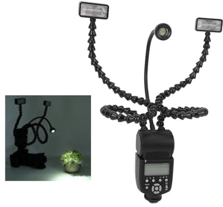 Flash Macro K-808, Flash Macro Portable à 3 Têtes pour Appareil Photo avec 8 Niveaux de luminosité Réglables, Support D'éclairage de Photographie Macro 5600 K