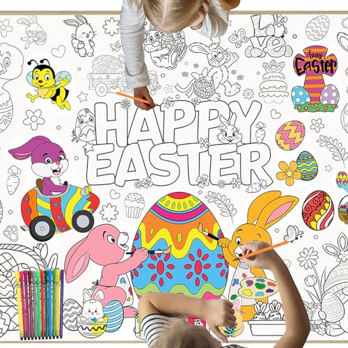 Ostern Ausmaltischdecke Kinder, Ostertischdecke Kinder, Kids Ostern Papier Tischdecke, Ostern Basteln Malen Graffiti, Ostergeschenk Kindergeburtstag Deko