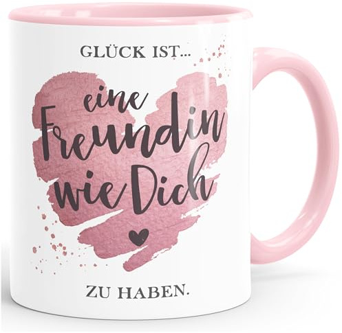 SpecialMe® Tasse Beste Freundin Glück ist eine Freundin wie dich zu haben Geschenk Best Friends BFF Weiss-innen-rosa standard