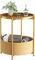 Beistelltisch Rund, Kleiner Tisch, Metall Balkontisch, Sofatisch 2 Ebenen, Couchtisch mit Korb aus Stoff, Nachttisch, Wohnzimmertisch, Beistelltische fürs Wohnzimmer Schlafzimmer Terrasse, Gold