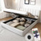 Zepneiy Lit 140 x 190 avec Sommier LED et USB, Lit Coffre 140x190 avec Rangement et Tete de Lit Réglable, Lit Double avec à Lattes Lit 2 Personnes, Lit Rembourré Cadre de Lit 140 x 190(sans Matelas)