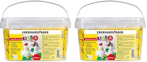 Eberhard Faber 570103 - Modelliermasse lufttrocknend weiß, 3 kg EFA Plast Kids tonbasiert (Packung mit 2)