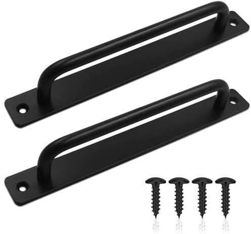 MHYMX Schiebetür Griff, 2 Stk Türgriff Schwarz Scheunentor Griff Aluminium Türgriffe Schrank Handgriff mit Platte 24 × 2.5cm Haustürgriff für Schiebetüren Schränke Scheunentor