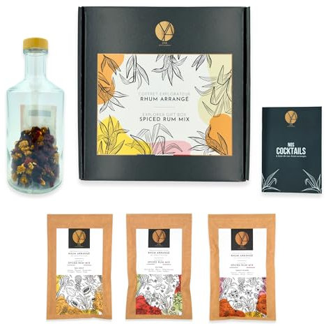 OYA - Coffret Rhum Arrangé de Dégustation - 1 bouteille 75cl + 4 préparations + Livret cocktail - Kit Idée Cadeau Amateur Rhum Arrangé Fête des Pères