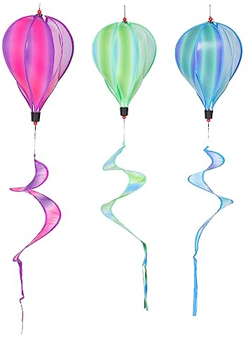 Kisangel 3pièces Lot de Girouettes Montgolfières Décorations Suspendues Jardin Terrasse Fête Girouettes Montgolfières Décorations