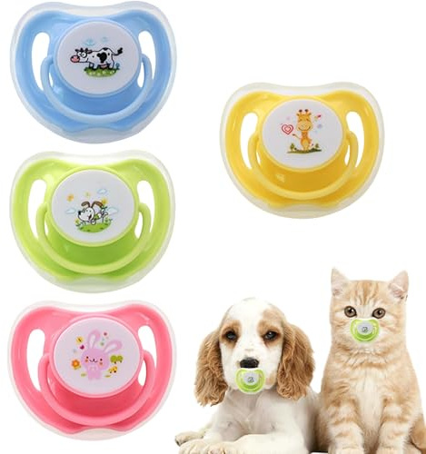 4 Stück Katzen Schnuller Für Kätzchen, Welpen Schnuller Für Kleine Hunde, Katzen Und Hunde Beruhigungssauger, Chmetterlingsförmiges Silikonspielzeug Mit Staubschutzhülle