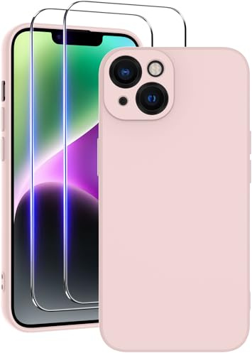 Qasyfanc Soft Silicone Case for iPhone 14, Pink | Shockproof, Dust-proof, Full Camera Protection, Slim Soft Edge Cover with Anti-Scratch Microfiber Lining