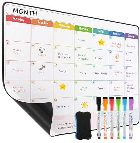 KTRIO A3 Monthly Planner Whiteboard Magnetic Fridge Dry Erase Board