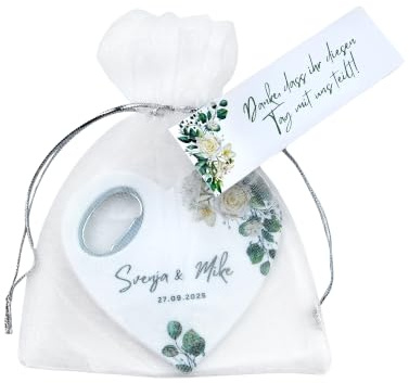 Affiorezuna Personalisierte herzförmige Hochzeit Gastgeschenke Magnet-Flaschenöffner, individuelle Bridal-Shower Geschenke mit, Partygeschenk zur Hochzeit (Set mit 30 Stück)