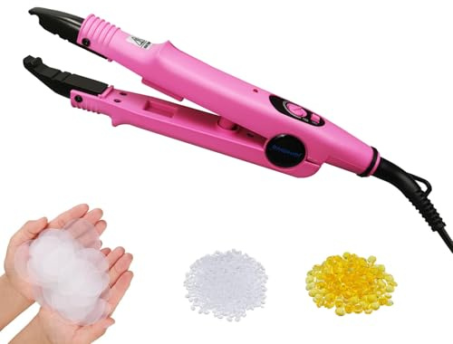 janelove Haar Extensions Iron für Haarverlängerung, 100-200°C Teflon Wärmezange mit Keratin Bondings und Fixier Schablonen