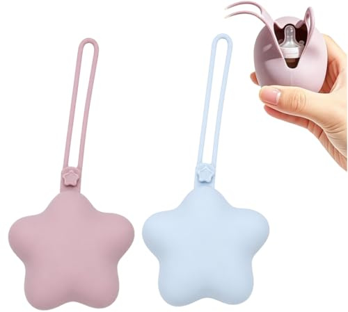 LYEGJT 2 Pezzi Porta Ciuccio, Portaciuccio in Silicone, Porta Succhietto, Portaciuccio da Viaggio, Custodia Ciuccio per Bambini, Pratica Scatola Porta Ciuccio(Azzurro cielo/Lilla morbido)