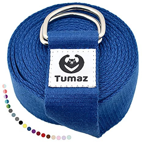 Tumaz Yoga Gurt [15+ Farben, 180/240/304 cm] Baumwolle Mit Extra Sicherer, Einstellbarer D-Ring-Schnalle - Langlebiger, Bequemer, Zarter Textur Für Dehnen Und Fitness