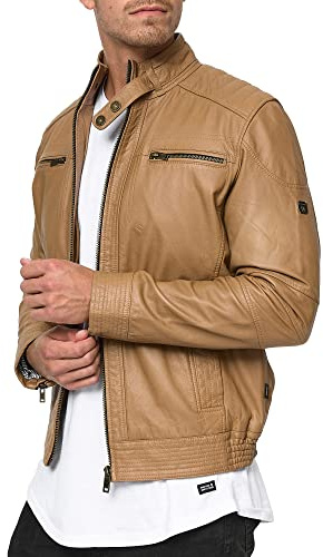 Indicode Hombres Germo Chaqueta de piel de cordero Camel XL