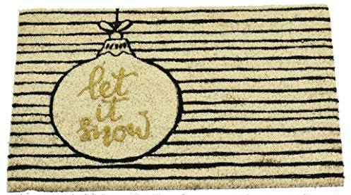 ETC weihnachtliche winterliche Kokos Fussmatte HoHoHo oder Let it Snow mit PVC-Antirutsch-Rücken (Natur Let it Snow)