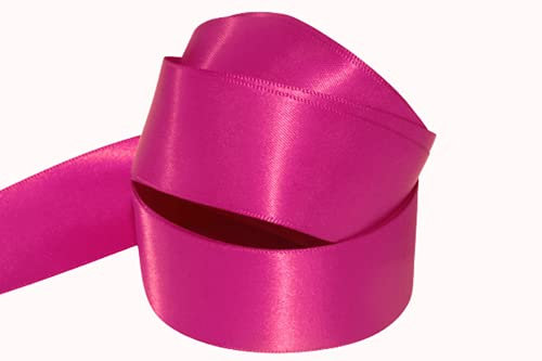 Cinta de satén de doble cara, tamaño 50 mm x 10 metros, muchos colores (rosa fucsia) para envolver regalos, bodas, manualidades, decoración, costura, vestido, fiesta