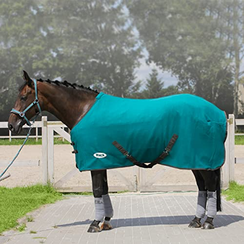 Abschwitzdecke York Ekona mit Kreuzbegurtung Fleece Decke Polar Turnierdecke (155 cm, türkis - grau)
