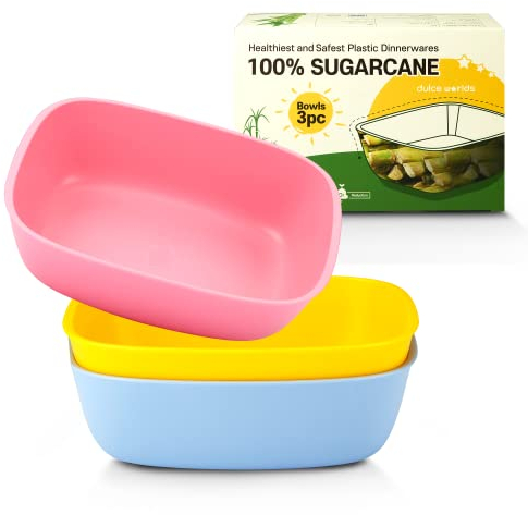ZUCKERROHR Kinder Schüsseln 3er Pack (800 ml) - LFGB zertifiziert -Natürliche Kunststoffschalen für Kleinkinder bis Große Kinder - Mikrowellen und Spülmaschinengeeignet - BPA frei - Hell Multi