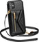 ZCDAYE Hülle für iPhone 11 mit Band, Leder iPhone 11 Handyhülle Handytasche Kleine Geldbörse Handykette Umhängetasche Case für iPhone 11 (6.1 inches), Schwarz