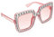 Androxeda Occhiali da Sole Oversize con Strass Quadrati Unisex - Diamond Bling Bling Rosa in Cristallo per Donna - Montatura Spessa per Uomo