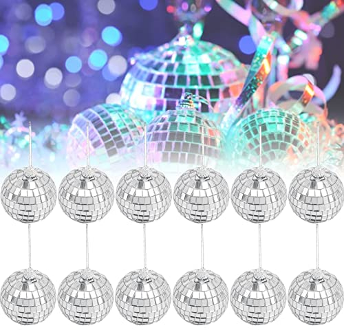 Snowtain silberne Spiegelkugeln 3cm Spiegelkugel zum Aufhängen für Bar Party Hochzeit Musik Festivals Weihnachtsbaumschmuck Mirrorball Spiegel Discokugeln(12 Stück) Weihnachtskugeln Silber