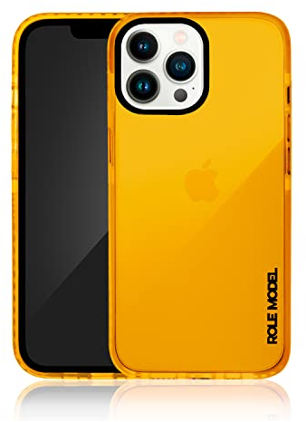 ROLE MODEL® Cybercase - Transparente Schutzhülle mit Kameraschutz und Displayschutz - Intensive Farbe und ungewöhnliches Design - kompatibel mit iPhone 13 Pro Max (Safety ORANGE Edition)