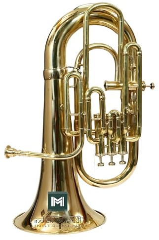 Indian Musical Instrument Euphonium 4 Ventil-Ventilen, Bb Pitch mit Tragetasche und Mundstück, Silber-Gold