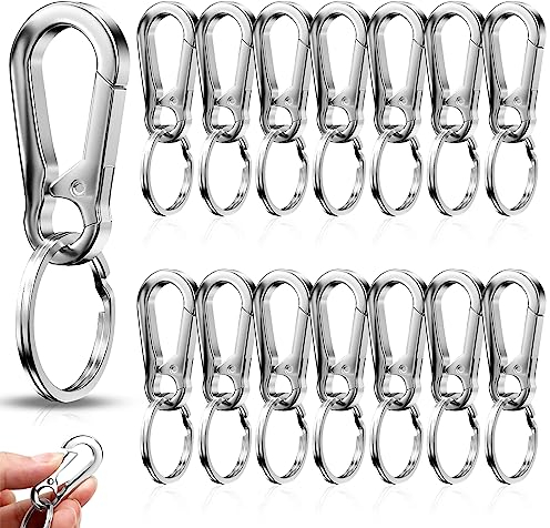 WZYTEU 15 Stück Karabiner Schlüsselanhänger, Karabinerhaken Schlüsselanhänger mit Schlüsselring für Aufhängen im Rucksack, Autoschlüssel, Schlüssel, Unisex