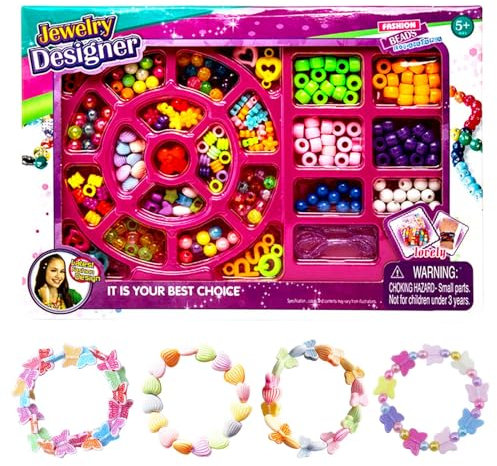 Fadcaer Bracelet Making Kit for Girl,20 Styles DIY Beads Jewellery Making Kit Kids,Arts and Crafts Beads for Kid Age 6-14 Years Old,Girl Pop Bead Friendship Bracelet Making Kit for Birthday Gift (B)