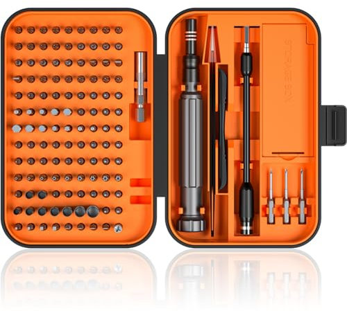 Precision Screwdriver Set, SOONAN 150 in 1 Electronics Tool Kit with 120 Bits Magnetic Screwdriver Set & 30-bit Tool Set Handy Repair Tool for Computer Phone Watch Camera Laptop (150 in 1, Orange)