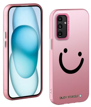TAUYN Coque pour Samsung Galaxy A14 4G/5G, PC Très Mince Antichoc Bumper Housse, Visage Souriant Modèle Conception Protection Etui, Rose