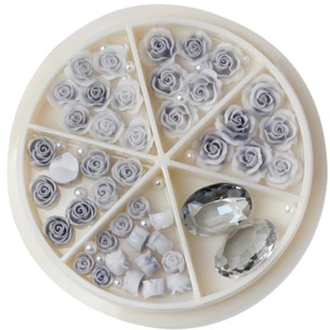 Rose Flowers Nail 3D Flowers Nail Art Round Pearls Nail DIY Nail Art Supplies Manicure Accessories Rose Flowers Nail Rhinestones 3d Flowers Nail Round Pearls Nail Art Charm