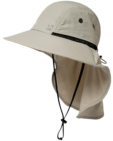 TOP-EX XL/XXL UPF 50 Sonnenhut Herren Breite Krempe Sonnenschutz Mütze Wasserdicht Outdoor Trekking Hut mit Nackenschutz Safari Sommer Mütze Faltbar Grau L/XL