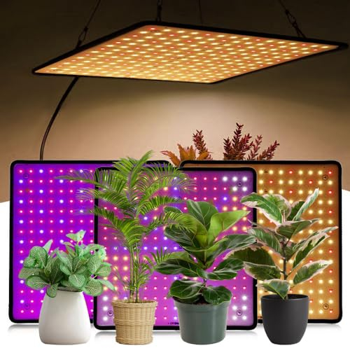 Starnearby LED Lampe Grow, 1000W Pflanzenlampe LED Vollspektrum Pflanzenlicht, Pflanzenlampe mit Haken, Wachstumslampe für Pflanzen, Zimmerpflanzen, Gemüse (Gelb+Rot 256LED)