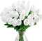 Belugsin 15 Stück Künstliche Tulpen Tulpen-Kunstblumen mit Realistischem Touch Fake Tulpen Künstliche Blumen Realistische Latex-Tulpe für Hochzeitssträuße, Haus, Party, DIY Blumenarrangements (Weiß)