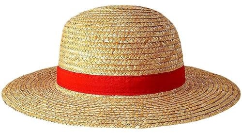 Mayibuluo One Piece Luffy Straw Hat, Ruffy Straw Hat, Cosplay Sun Hat for Adults, Luffy Hat with String, Multifunctional Anime Cartoon Character Sun Protection Straw Hat