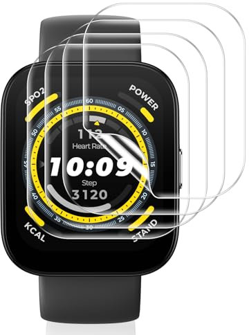 Vauki 4 Stück Schutzfolie für Amazfit Bip 5,Anti-Staub Displayschutz,Weiches TPU Displayfolie,Blasenfrei Einfache Installation HD Transparent Kratzfest Displayschutzfolie