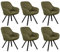 MR. DEKO® Diningsessel Matera Green Drehbar 6er-Set | HxBxT: 84x59x61 cm | Esszimmerstühle mit Holzbeinen | Polsterstuhl mit Armlehnen | Küchenstuhl, Polsterstuhl, Drehstuhl für Wohnzimmer Esszimmer