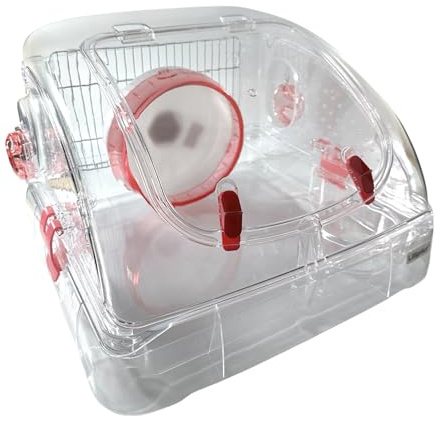 LillipHut Hamsterkäfig - Kleintier-Lebensraum mit Zubehör, langlebiges und kompaktes Design für Hamster, Rennmäuse und kleine Haustiere (Rosa, Kuppel)